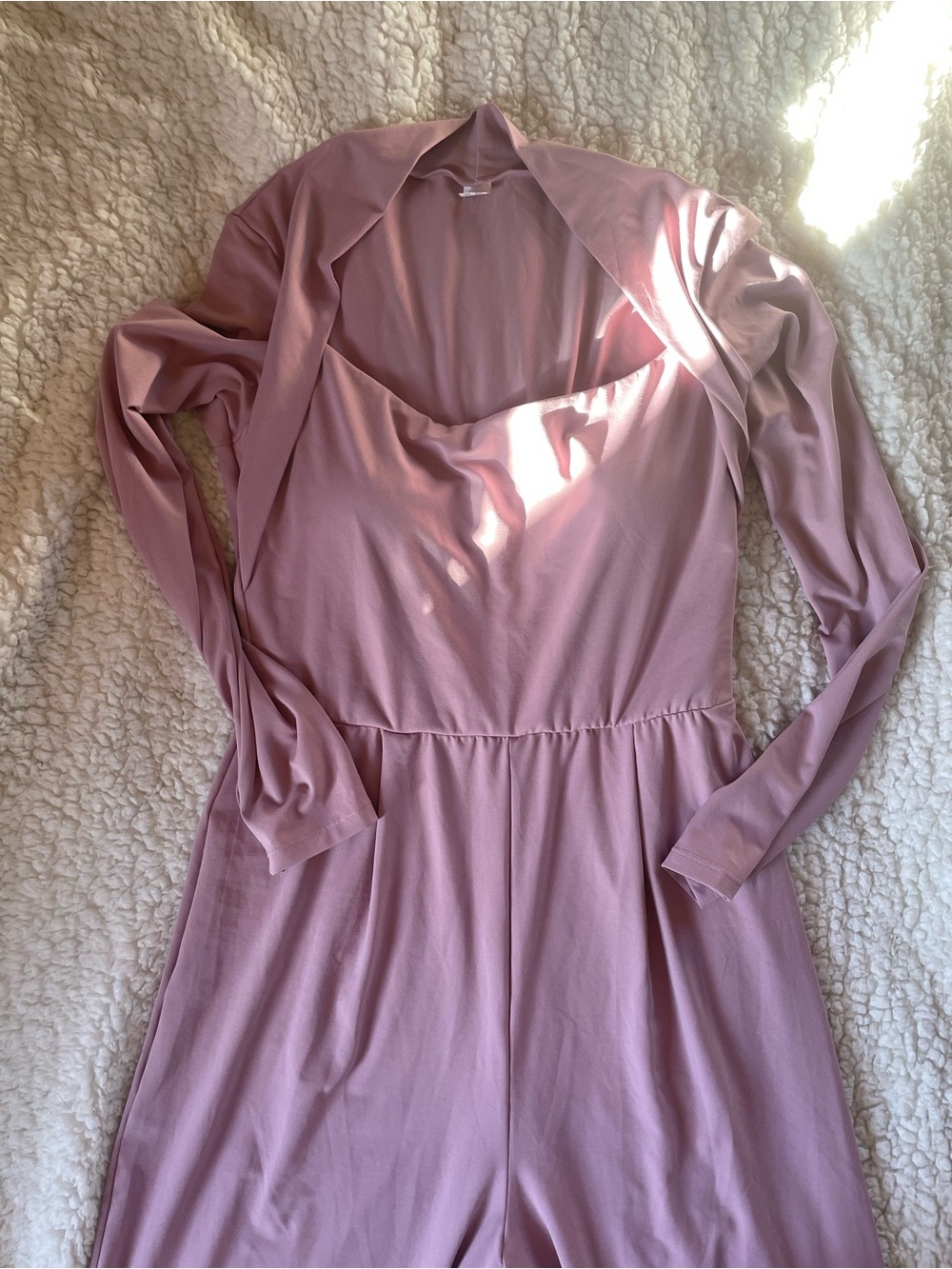 HALARA Dusty Mauve Long-Sleeve Scoop-Neck Jumpsuit NWOT